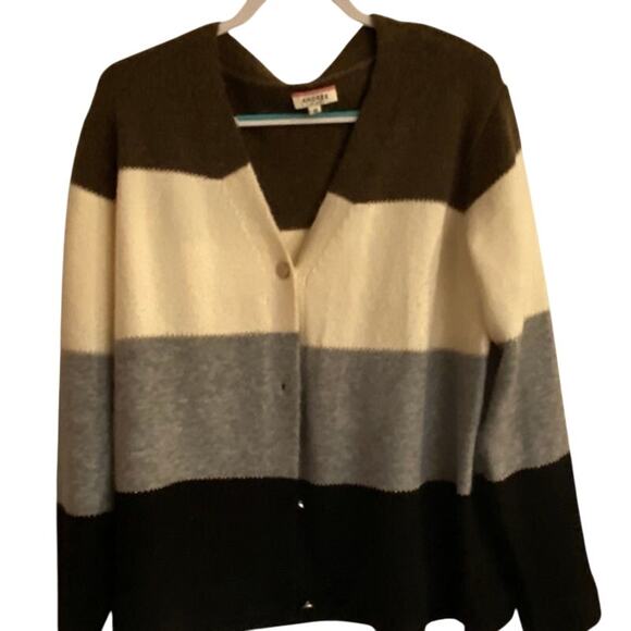 Andree by Unit Color Blocked Cardigan Work Warm Cozy Size 1XL - Picture 1 of 5